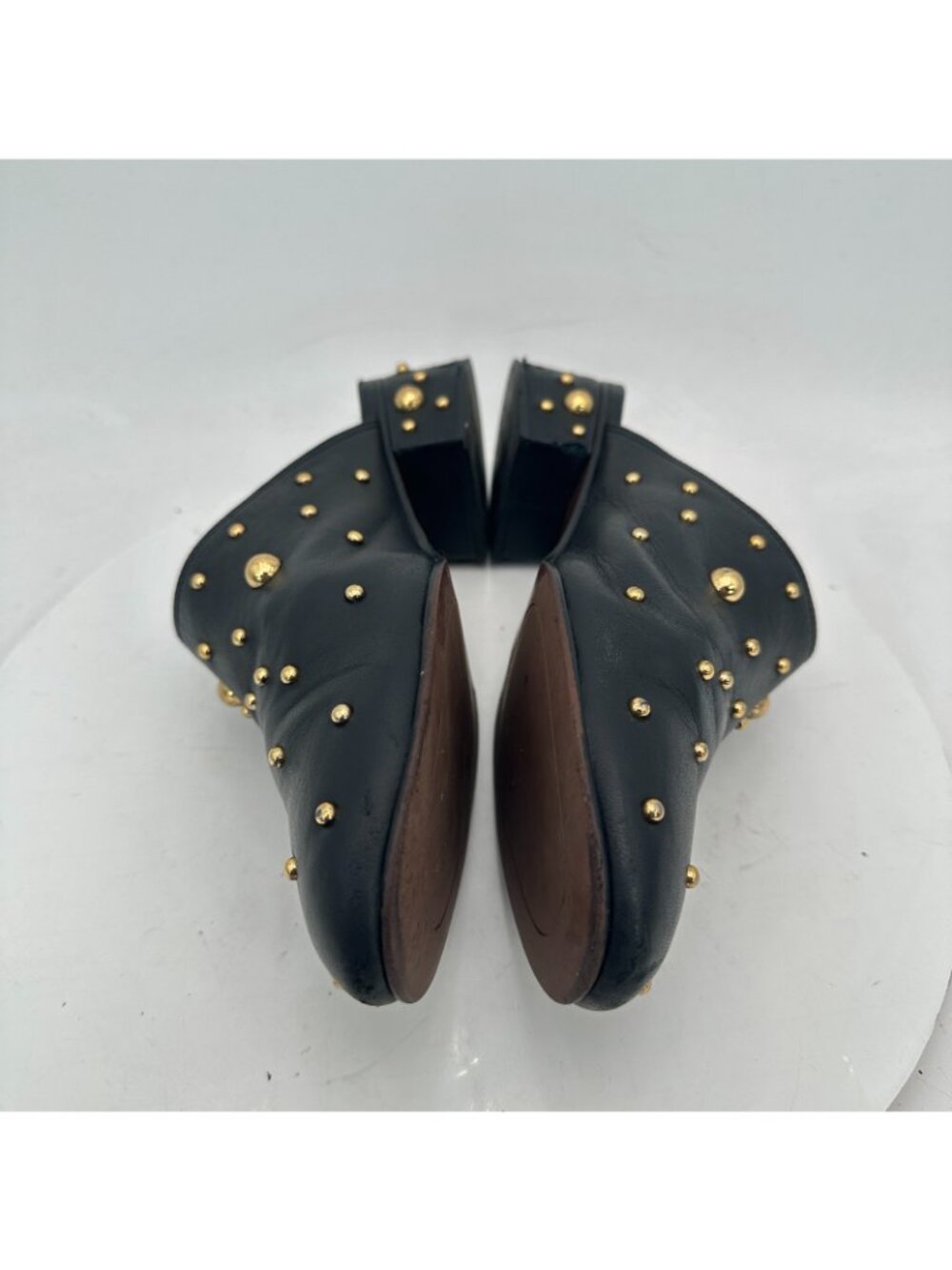 See By Chloe Women Size EU 39.5 US 9.5 Black Suede Gold Studded Mules Sandal - Picture 7 of 13